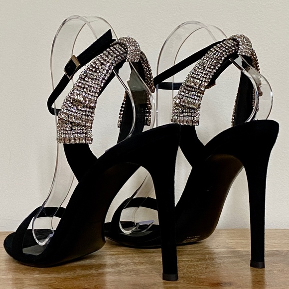 Giuseppe Zanotti Jamila Black Suede Crystal Bow Embellished Stiletto Sa… - Picture 10 of 16